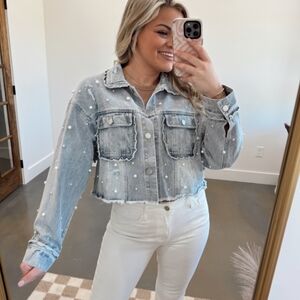 NWT Peach Love California Light Blue Denim Jacket